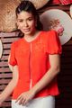 BLUSA COM  BORDADO VAZADO E MANGA BALONE