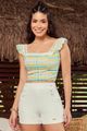 CONJUNTO DE CROPPED COM DECOTE QUADRADO E SHORT