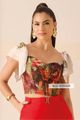 Blusa Cropped Com Babados Estampado 40