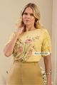 Blusa Baby Look Com Mangas Fofas Amarelo 36