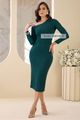 Vestido Canelado Ombro Assimetrico Verde M