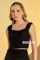 Blusa Cropped Estruturada  Detalhe Trabalhado Preto 40