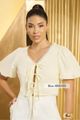 Blusa Cropped Com Amarracao Frontal Amarelo 36
