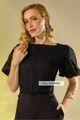 Blusa De Renda Com Mangas Balone Preto 36