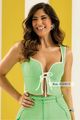 Blusa Regata Com Amarracao Dupla Verde 42
