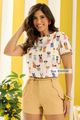 Short Com Braguilha E Recorte Diferenciado Bege 38