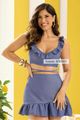 Conjunto Top Babado E Saia Balone Azul 36