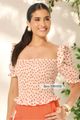 Blusa Semi Cropped Com Elastex E Babados Salmon 36