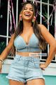 Conjunto Top E Hotpants Azul 38