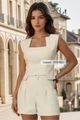 Conjunto Blusa Com Recorte Diferenciados Bege 46