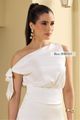 Blusa Semi Cropped Com Decote Assimetrico Off White 46
