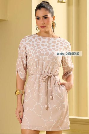 Vestido Curto Com Mangas 3/4 Boleadas
