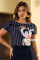Blusa Quadrada Com Vazado Estampado 36