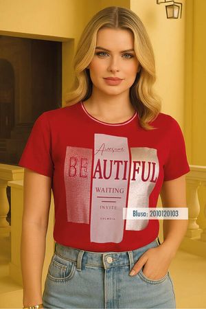 Blusa Tshirt Vermelha Beautiful