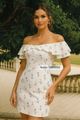 Vestido Curto Com Mangas De Camadas De Babados Off White 40