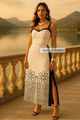 Conjunto Cropped Bicolor Com Saia Longa Recorte Off White 46