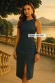 Vestido Midi Com Botoes Azul 38