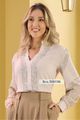 Blusa Manga Longa Com Gola Bege 36