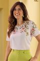 Blusa Baby Look Com Decote Canoa Estampado 38
