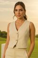 Outwear Colete Assimetrico Bege 38