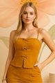 Blusa Estruturada De Lacinhos Mostarda 36