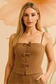 Blusa  Estruturada De Lacinhos Marrom 36