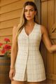 Conjunto De Colete Alongado E Short Bege 38