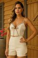Conjunto De Short E Corselet Com Ilhoes Bege 36