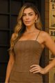 Blusa  Com Alca Fina E Pesponto Mostarda 38