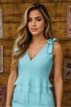 Blusa  Regata Com Lacos No Ombro Azul 40