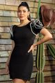 Vestido Manga Flor Preto 38