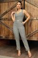 Conjunto Calca Com Blusa Decote Arredondado Verde 36