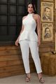 Conjunto De Blusa Alongada Com Calca Reta Off White 36