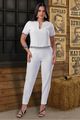 Conjunto De Blusa E Calca Com Detalhe Vies Branco 38