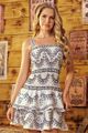 Vestido Curto Com Elastex E Babados Estampado 38