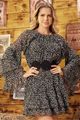 Vestido  Curto Com Babados Estampado 38