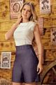 Short Jord Com Detalhe De Dobroes Azul 36