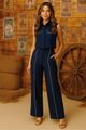 Conjunto Blusa Com Calca De Detalhe De Vivos Marinho 38