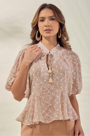 Blusa  Bata Com Manga Volumosa