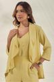 Outwear Blazer Com Babado E Manga 3/4 Amarelo 38