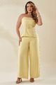 Conjunto Blusa E Calca Com Aplicacoes De Bicos Amarelo 38