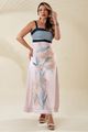 Vestido  Longo Bicolor Com Amarracao Estampado 38