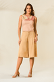 Short Flare Com Pregas Bege 36