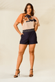 Conjunto Com Blusa E Short Com Pesponto No Cos Marinho 38