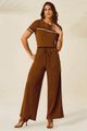 Conjunto Calca E Blusa Em Moletinho Bloco De Cor Marrom P