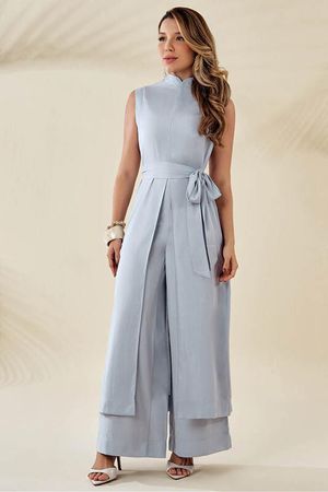 Conjunto De Tunica Com Faixa E Calca Pantalona