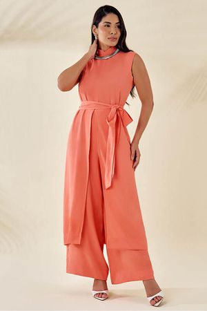 Conjunto De Tunica Com Faixa E Calca Pantalona