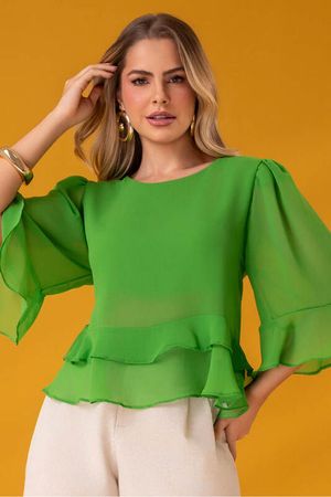 Blusa Cropped Com Babados