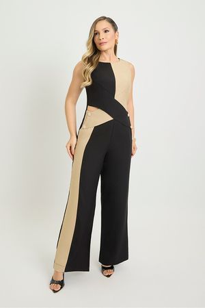 Macacao Longo Com Transpasse Em Bloco De Cor