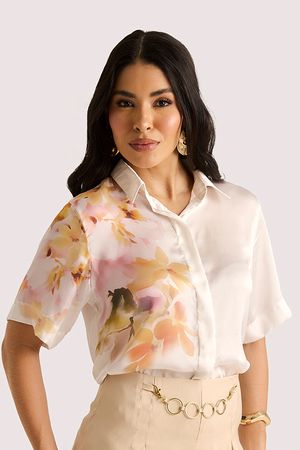 Blusa Camisa Com Estampa Floral